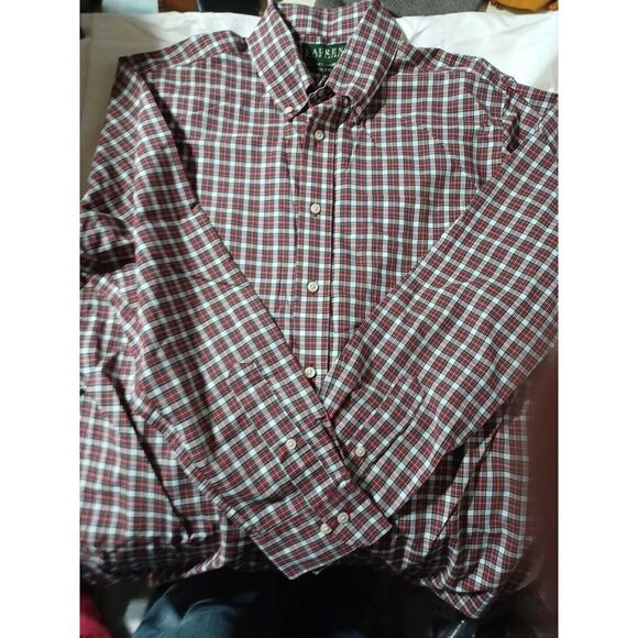 Lauren Ralph Lauren Plaid No Iron BD Shirt Large All Cotton 16 34/35 - Picture 2 of 4
